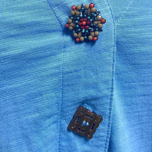 Soft Surroundings Blue Danielle Button Top Size Small - Picture 3 of 6